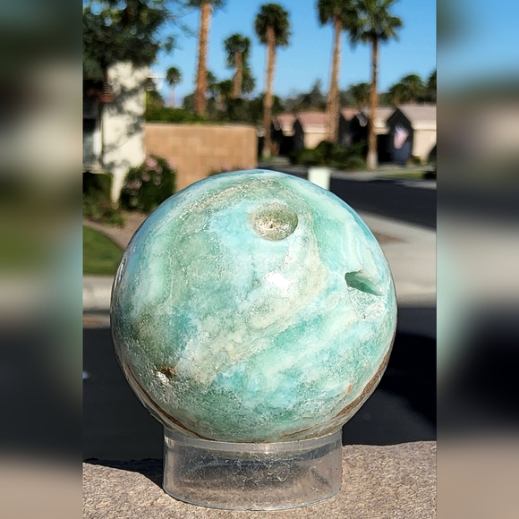 Calming Blue Aragonite Sphere with Lots of Druzy - Picture 11 of 16